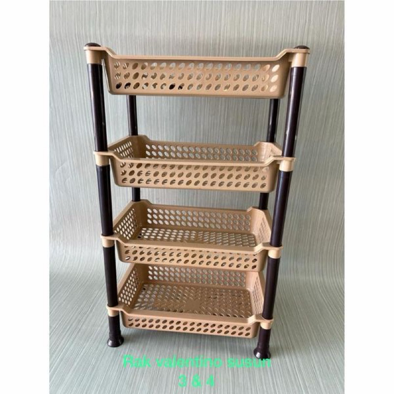 rak plastik kuat 4 susun SP*Rak Dokumen Valentino 04 Coklat / 4 susun / rak bumbu dapur / rak multif