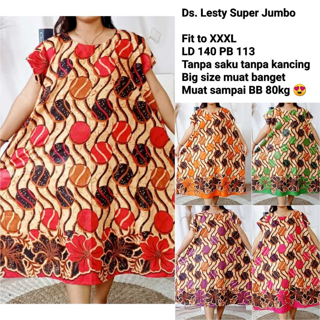 DASTER SUPER JUMBO LENGAN PENDEK LD 130 -140 / BAJU TIDUR WANITA JUMBO XXXXL / UNTK BAJU SANTAI DI R