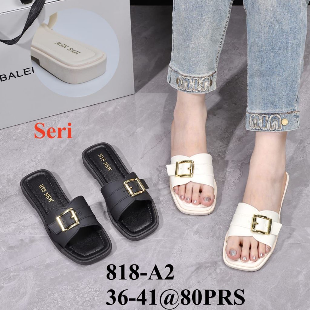 Sandal Fashion Jelly Wanita H.Y.S New Motif Gesper Sandal Flat 818-A2