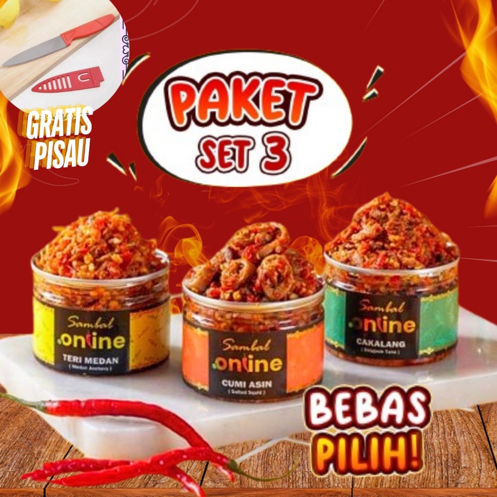 

CUMI / CAKALANG / TERI Sambal Paket Hemat 3 Sambel Online [BEBAS PILIH VARIAN]