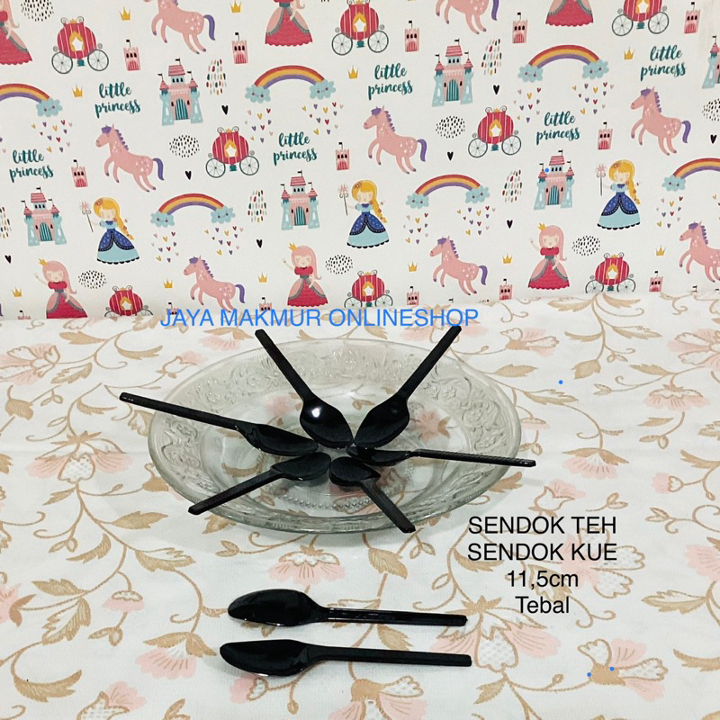 TS-1 sendok teh mini/ sendok plastik tebal/sendok es krim,puding,jelly/ sendok plastik hitam mini