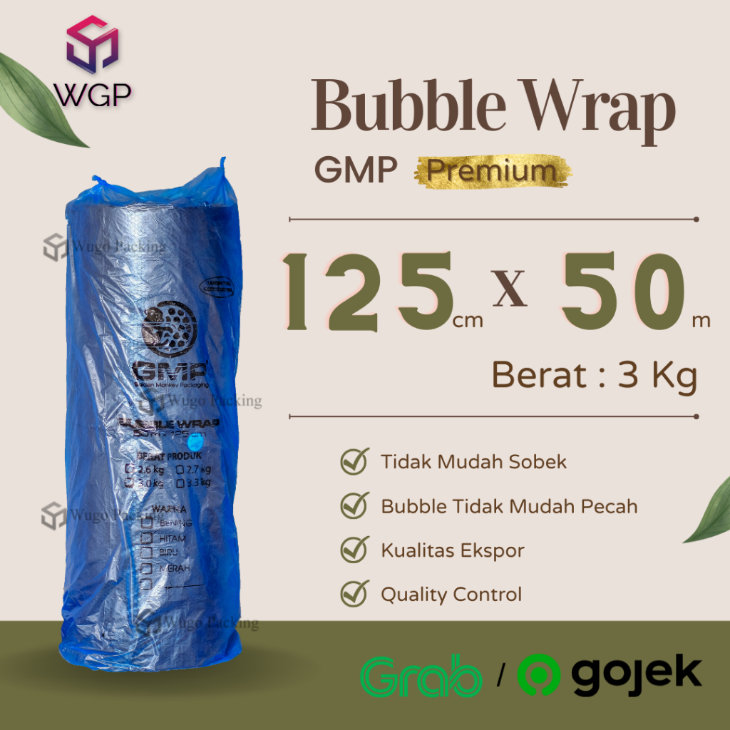 

Bubble Wrap GMP HITAM PREMIUM 3KG 125 cm x 50 meter Bungkus Plastik Gojek Grab