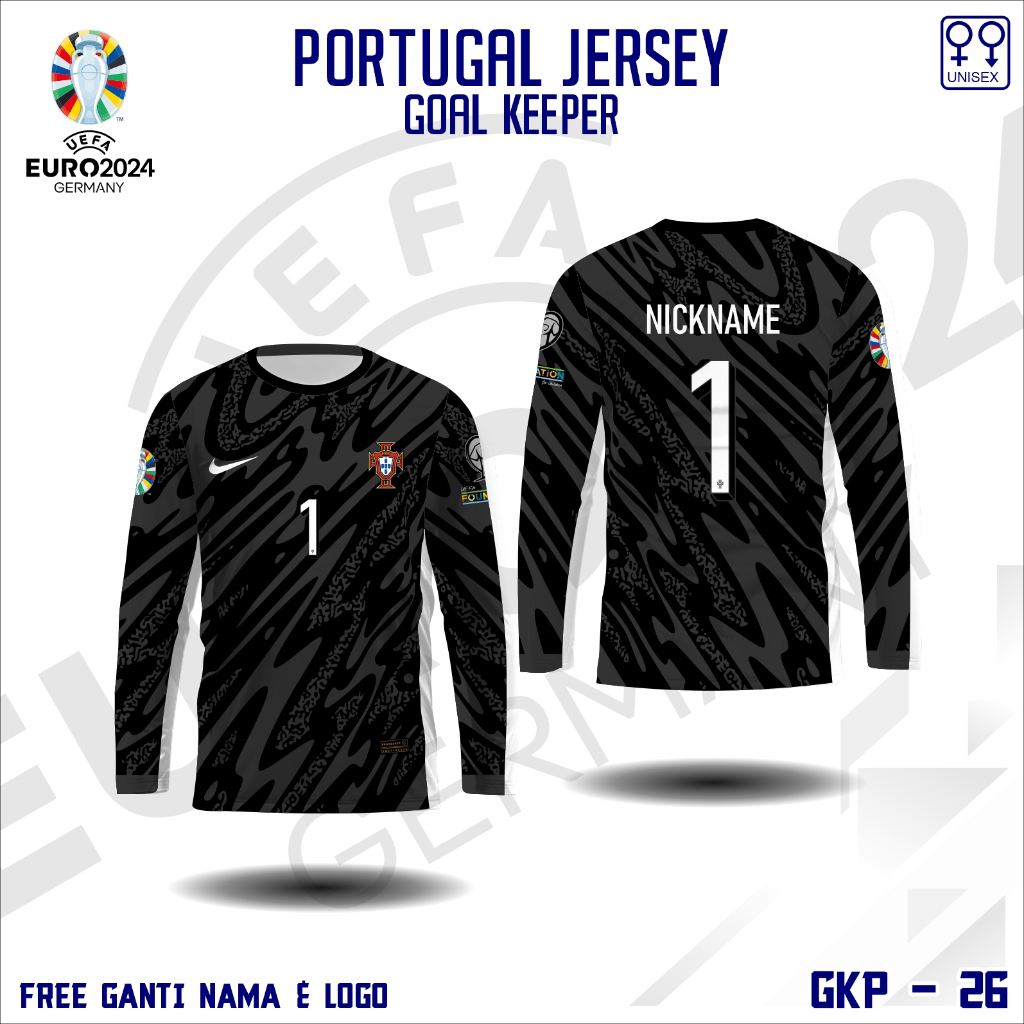Jersey football kaos bola kiper timnas portugal baju piala eropa jerman 2024 lengan panjang