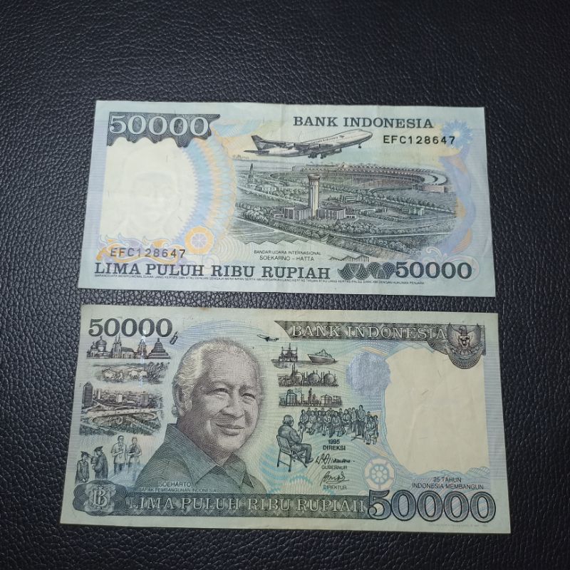 uang kuno kertas 50 ribu 50.000 rupiah soeharto kertas