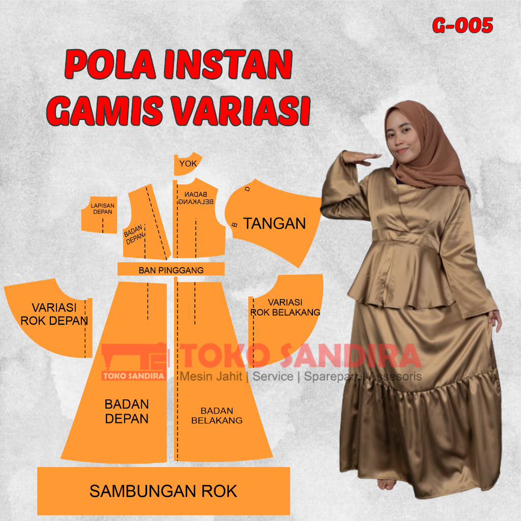 pola gamis/pola instan gamis/pola gamis variasi/pola instan murah/pola jiplak murah/pola jahit kompl