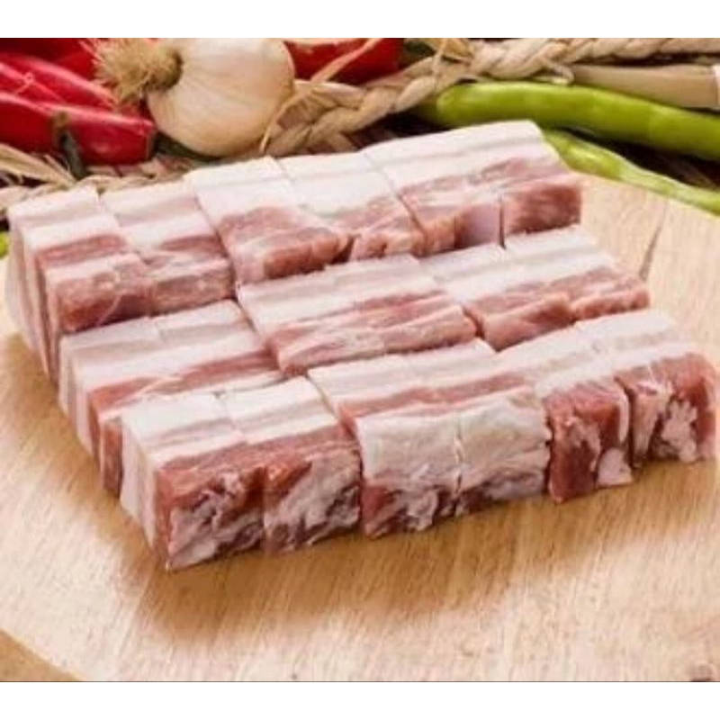 

daging babi samcan potong dadu pork belly cube 500gr