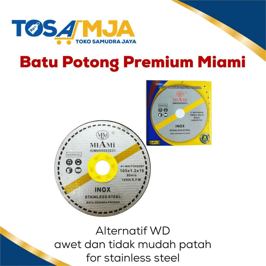 BATU POTONG GERINDA 4 INCH PREMIUM for Besi Stainless Steel INOX alternatif WD / cutting wheel MIAMI