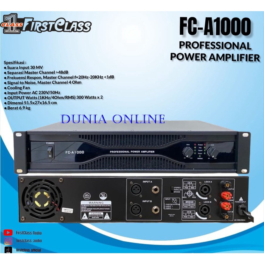 POWER AMPLIFIER FIRSTCLASS FC A1000 AMPLI FC A 1000 FCA1000 ORIGINAL