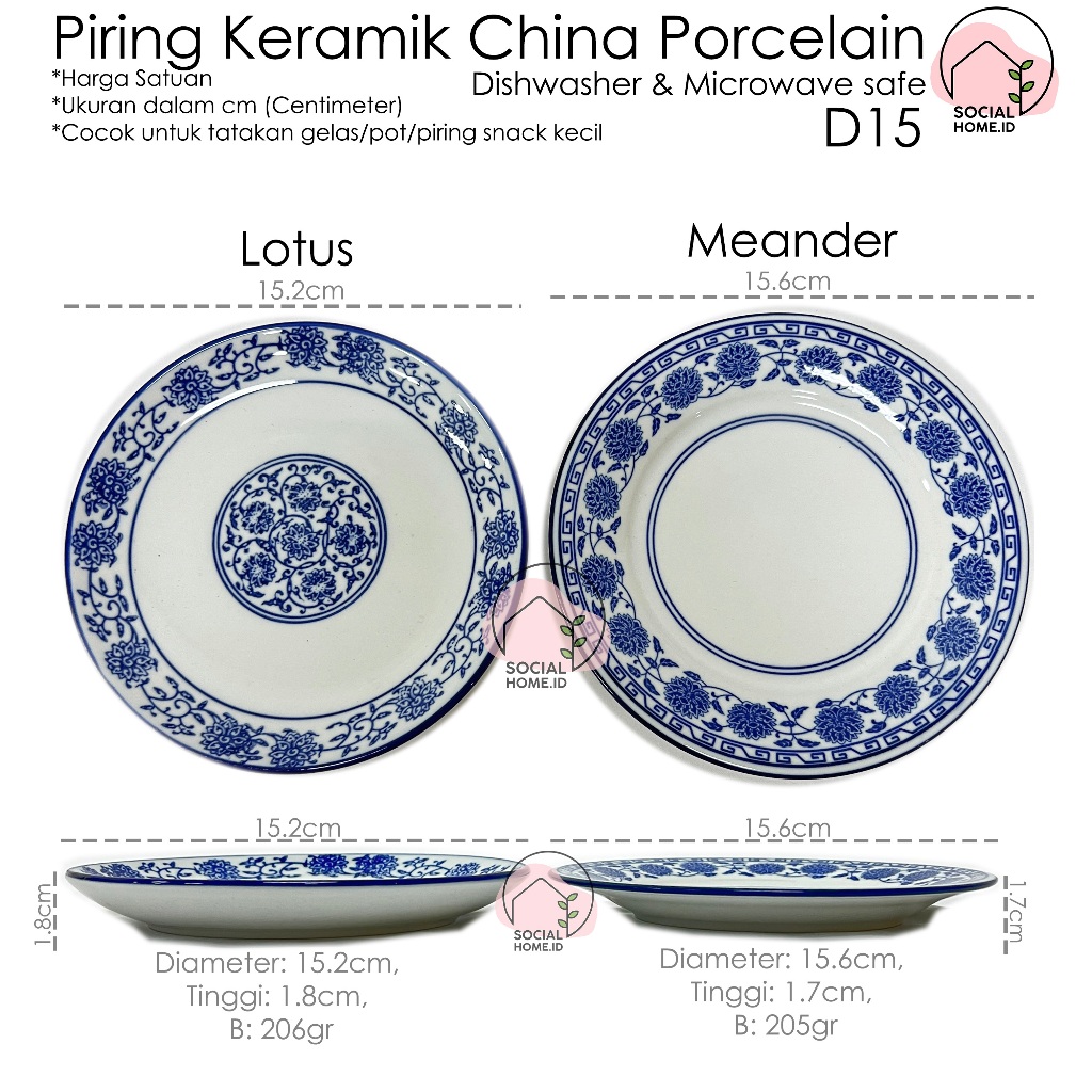 Piring Kecil Makan Keramik China Porcelain Porselain, Snack Plate, Tatakan Pot Gelas, Saucer,  Small