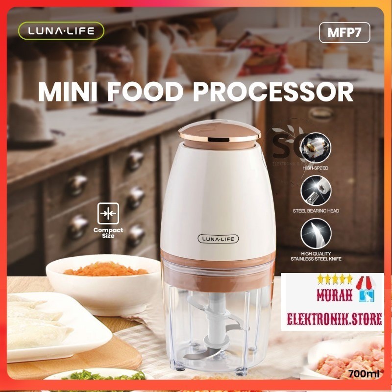 Blender Mini Portabel 700ml MFP7 LUNA LIFE MFP-7 4 blade Processor Chopper // MINI FOOD LUNA MFP7