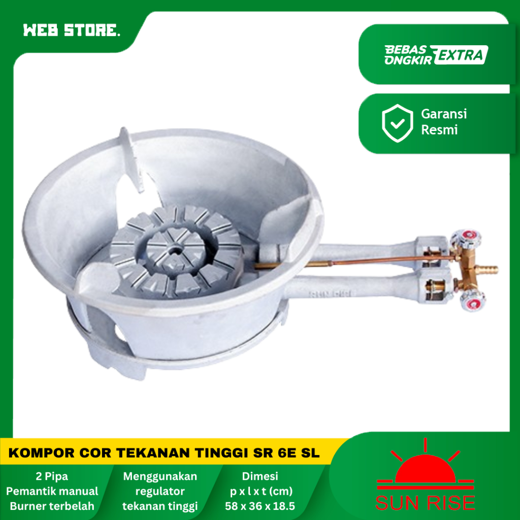 Kompor Gas 1 Tungku Cor Sunrise Tekanan Tinggi SR 6E SL Manual High Pressure Api Besar