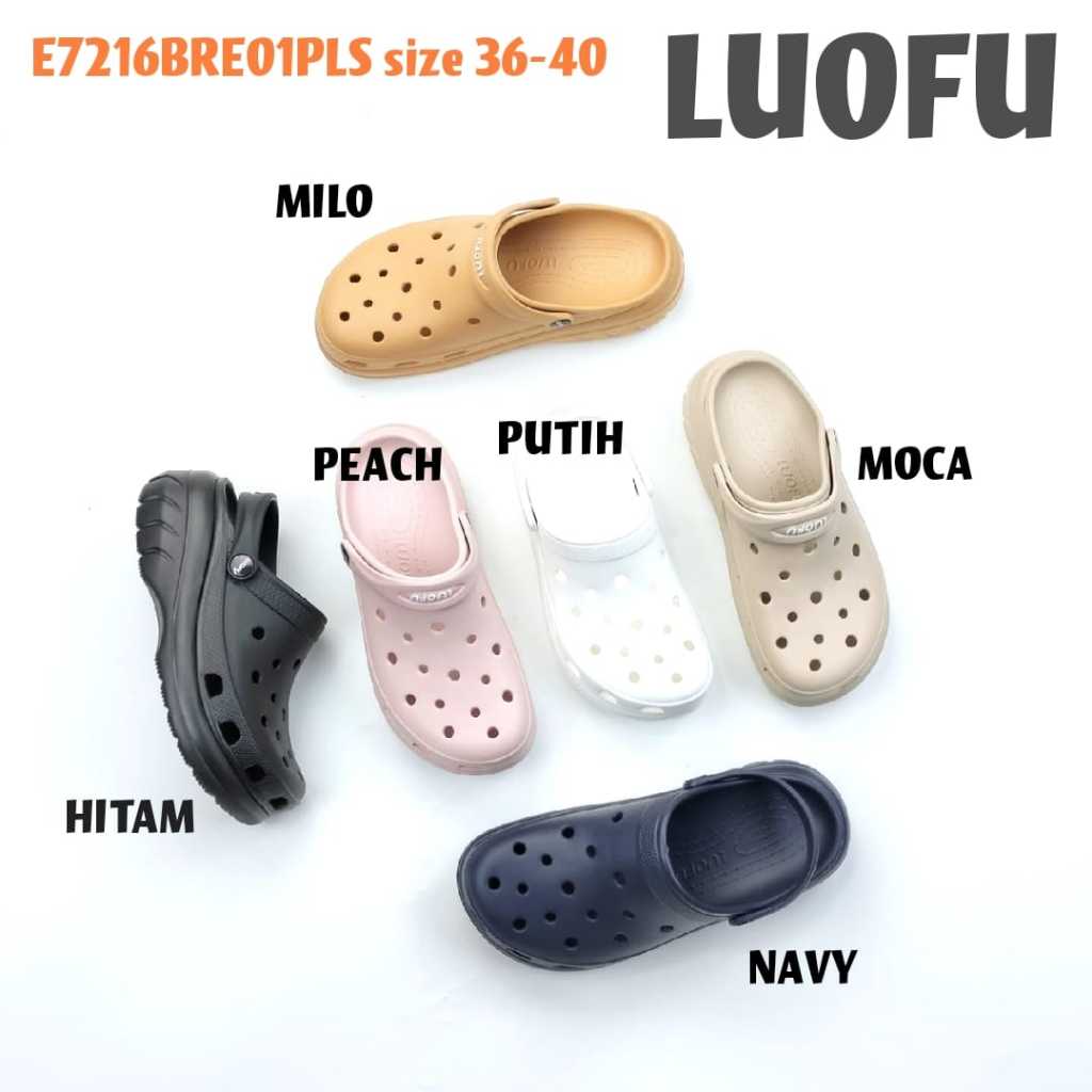 LUOFU SANDAL E7216BRE01PLS ORIGINAL jelly karet wedges baim  adem nyaman tidak licin empuk murah wan