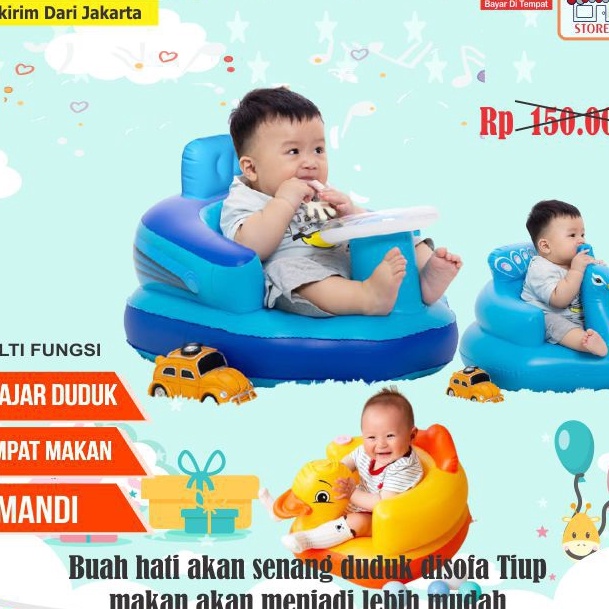 KF7 Sofa kursi tempat duduk bayi belajar duduk model pompa tiup bebek seat mobil merak baby chair