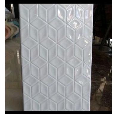 keramik 25 x40 platinum Beatrix basic Putih 3 dimensi