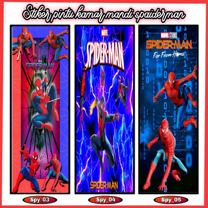 Stiker pintu pvc / stiker pintu kamar mandi / stiker pintu toilet WC motif spaiderman