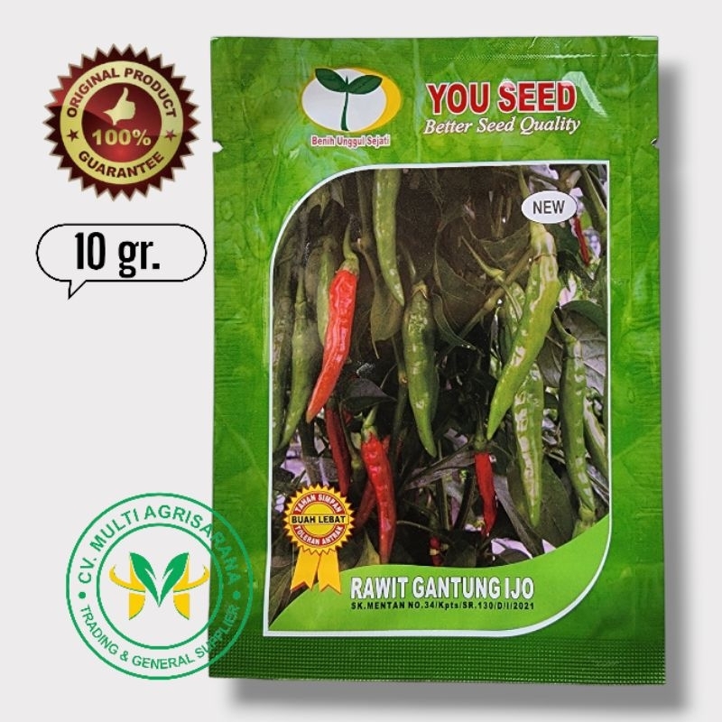 Benih Cabe rawit GANTUNG HIJAU isi 10 Gr | Bibit Cabai rawit GANTUNG IJO You Seed