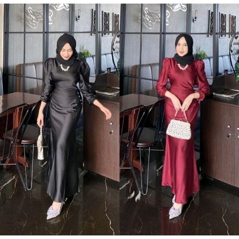 ELORA DRESS BRIDESMAID GAMIS PESTA ATASAN WANITA SATIN SILK