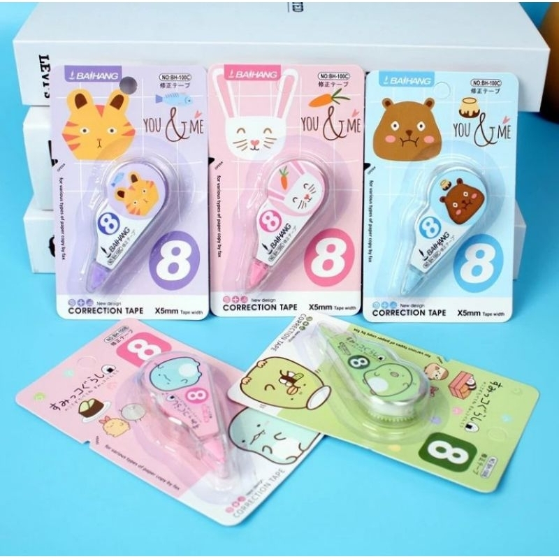 

Correction Tape 8 Meter Stipo Student Stationary School Supplies Multiple Color 8M Karakter Lucu Penghapus Tipe X