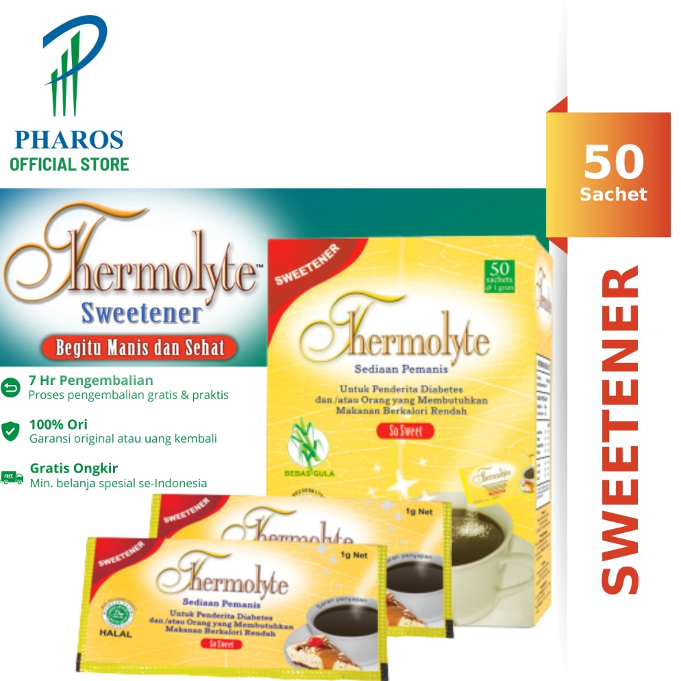 

Termurah Thermolyte Sweetener Box isi 5 Sachet 1 Gram Pemanis Pengganti Gula