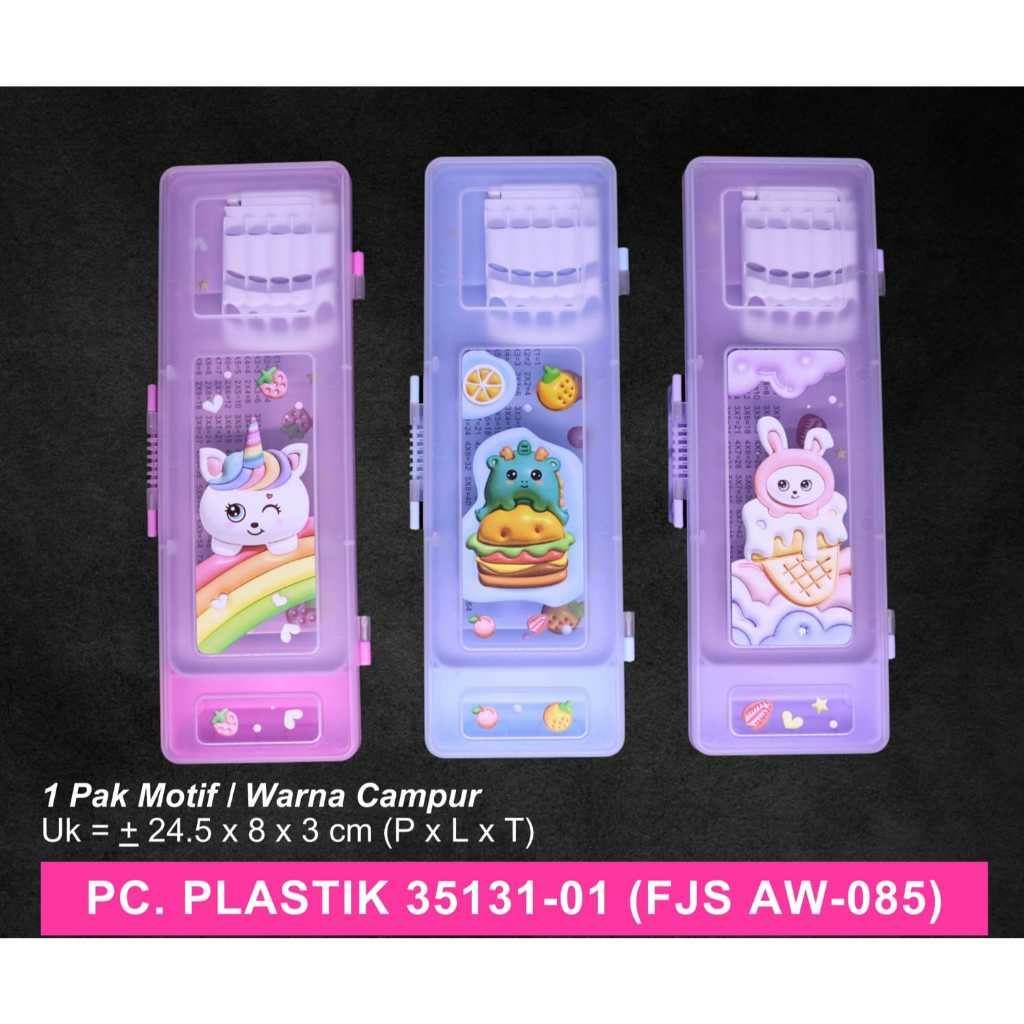 

Pencil Case/ Tepak/ Tempat Alat Tulis/ Tempat Pensil Transparan Panjang Motif Animal/ Kotak Pensil Plastik Tebal Transparan Susun Gambar Lucu