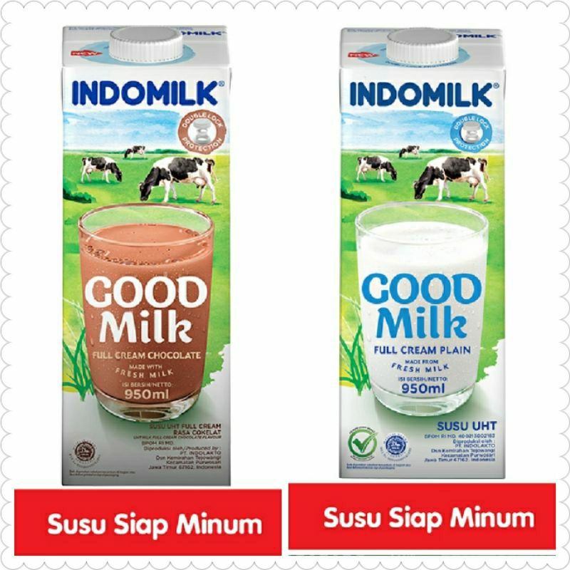 

INDOMILK SUSU UHT FULL CREAM AND CHOCOLATE 950ml