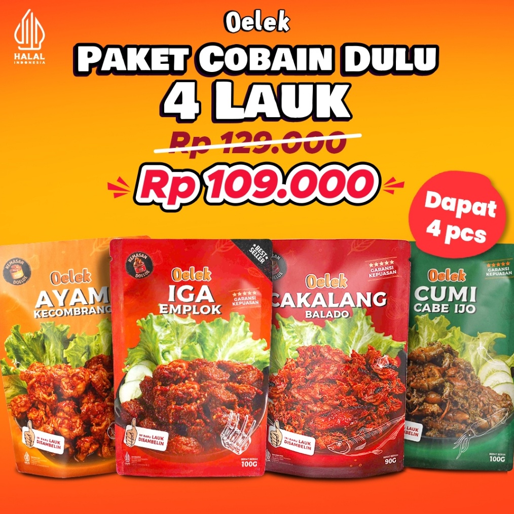 

Termurah Oelek Paket Cobain Dulu 4 Laoek Iga Emplok Cakalang Balado Cumi Cabe Ijo Ayam Kecombrang Lauk Siap Saji