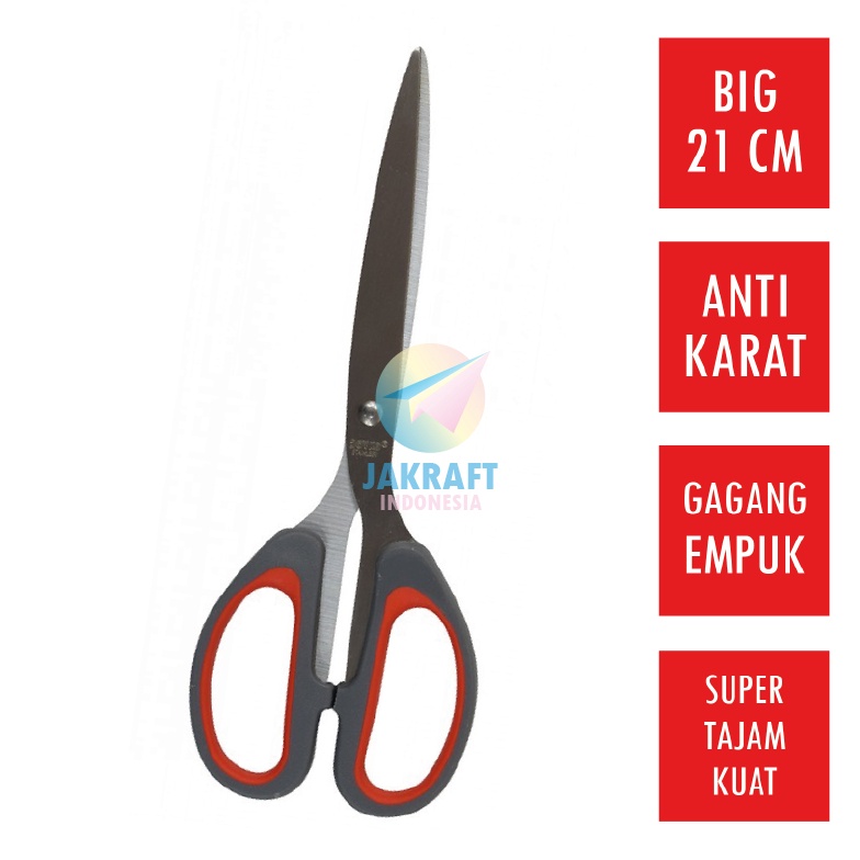 

TERBAIK 1 Pcs Gunting Kertas Karton Besar Tajam 21Cm Gagang Empuk JOYKO SC848SG Big Soft Grip Scissors Serbaguna Stainless Steel