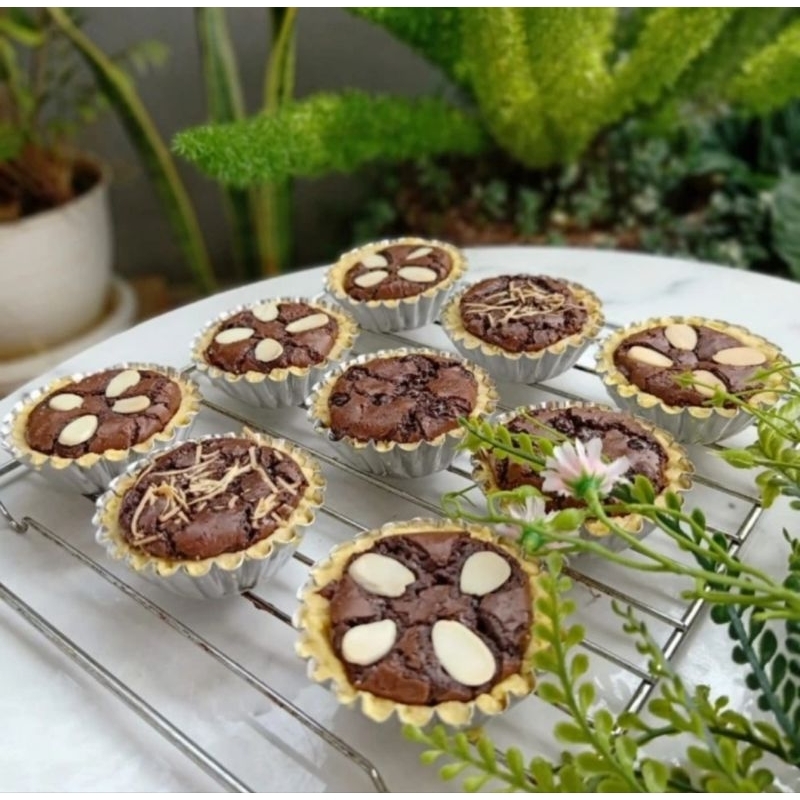 Pie Brownis Fudgy Mini Coklat Keju Almond Kue Brownis enak