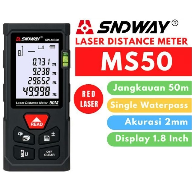 Termurah Laser Distance Meter Sndway Lomvum 100m 50m Meteran no 100m 120m 80m 60m 40m rangefinder pe