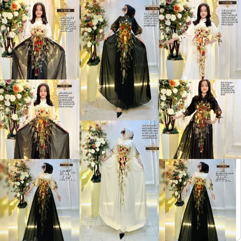 Gamis Couple Ibu & Anak Motif Bunga Classic Ori SHR