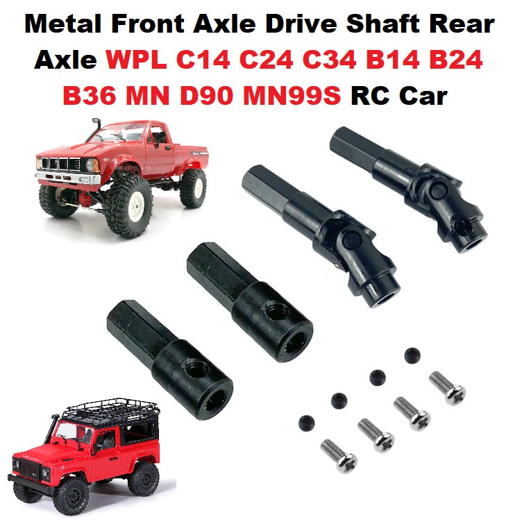 Upgrare Part Metal Front Axle Drive Shaft Rear Axle hex 5mm Roda Depan Belakang Gardan WPL C14 C24 C