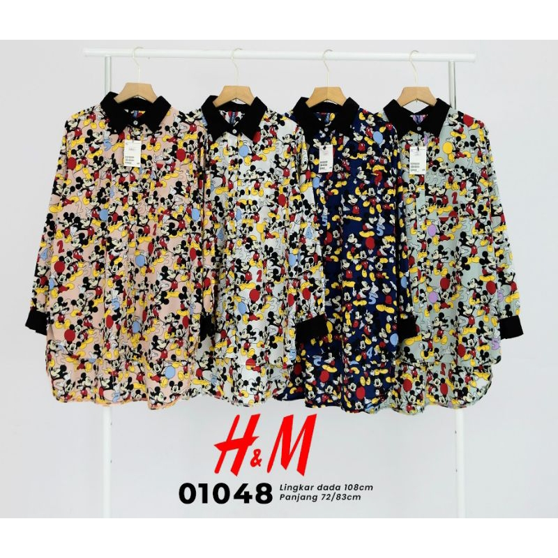 Tunik Wanita H&M Lengan Panjang Motif Mickey Mouse