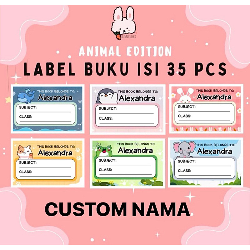 

stiker label buku anak/ new animal edition / label buku sekolah anak