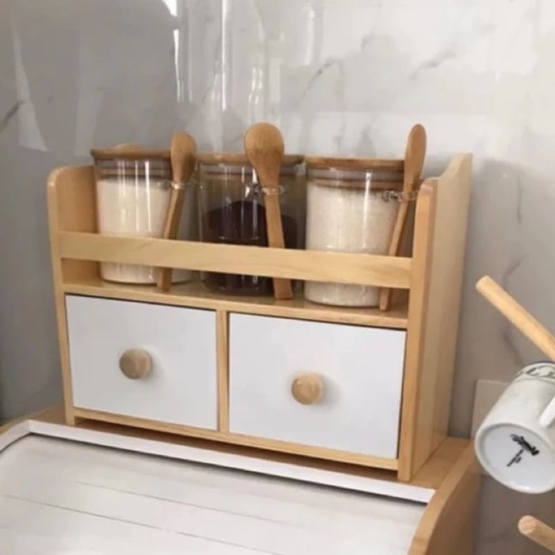 [ TERMURAH ] Rak bumbu laci / rak toples gula kopi teh / tempat bumbu estetik / rak botol dapur
