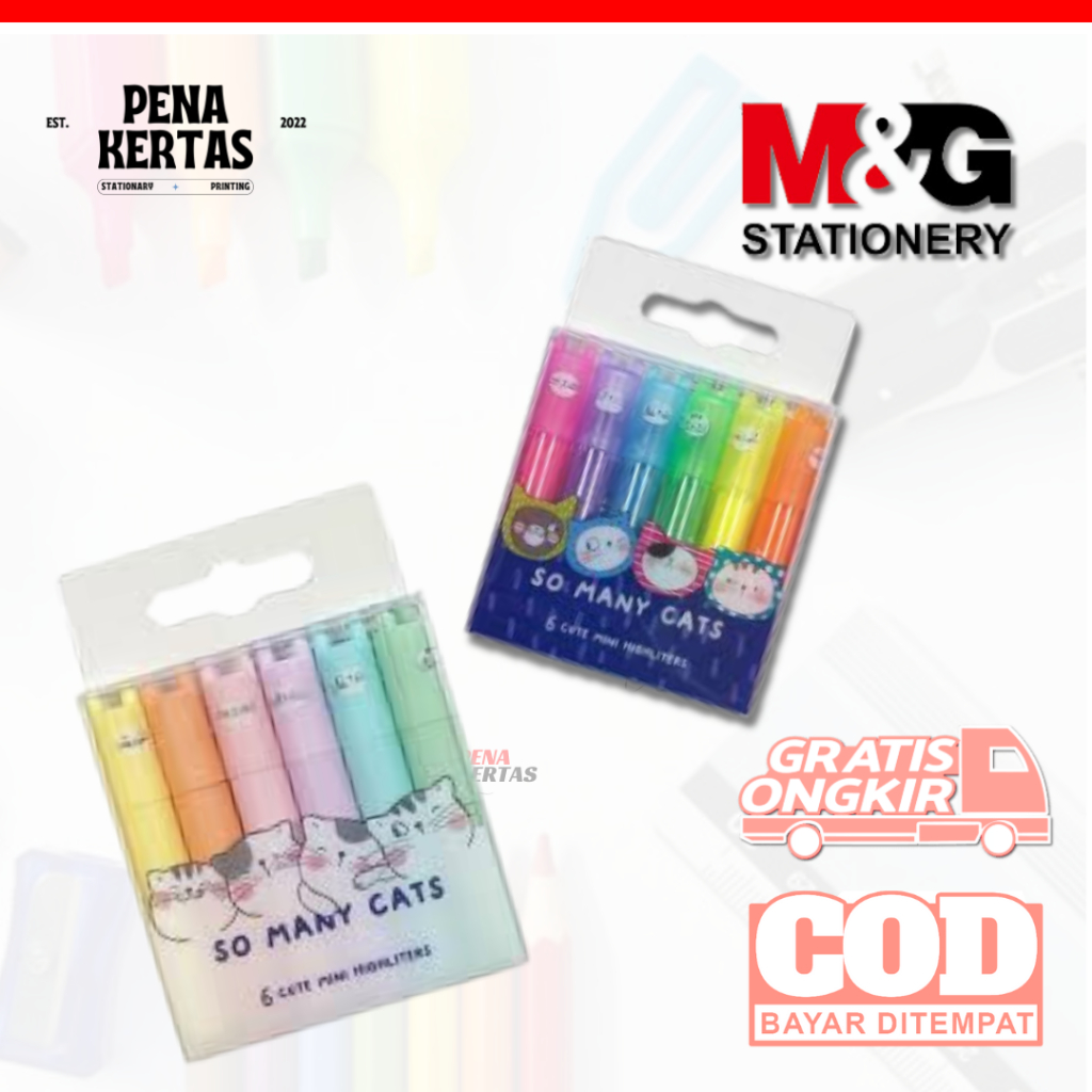 

Mini Pen Highliter 6 warna - M&G - 1set