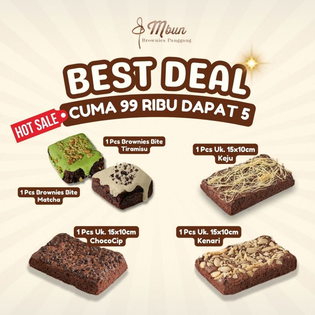 

Paket Bundling - BEST DEALS | Mbun Brownies Panggang | Brownies Melted | Fudgy Brownies | Coklat | Keju | Makanan Ringan