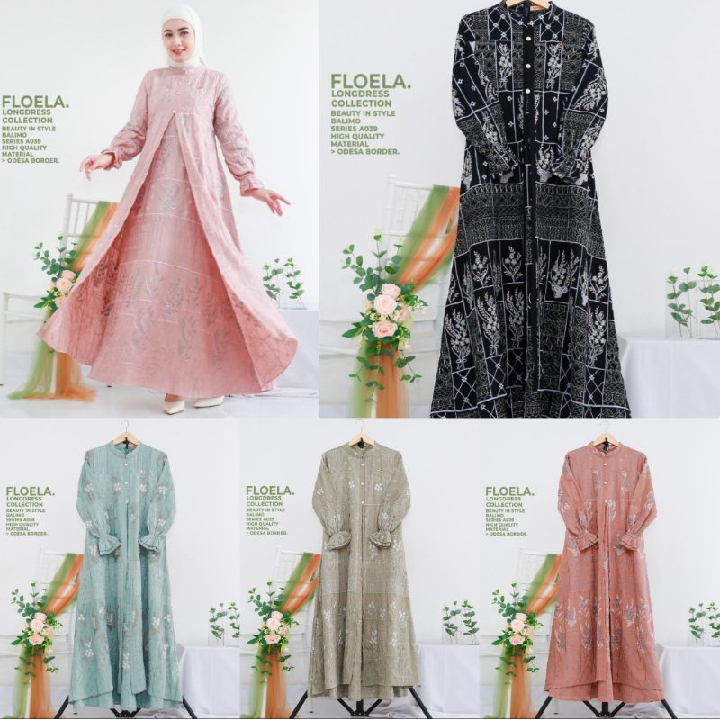 Dress Gamis  BALIMO Original Model 2in1 Outer Terpisah Dan Ninona Original  Free Kerudung Cantik