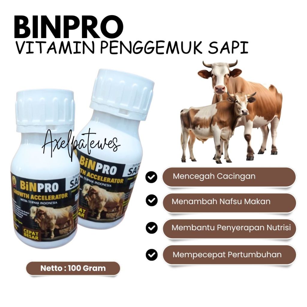 [Bisa Cod] Suplemen BINPRO Vitamin Sapi Agar Cepat Gemuk, Penggemuk Sapi Super Cepat, Menambah Nafsu