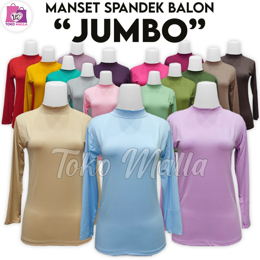 Baju Manset Kebaya Jumbo Lengan Panjang Wanita Polos Bahan Spandek Balon Dalaman Perempuan Hitam Put