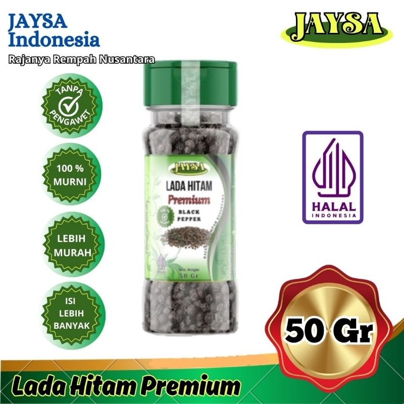 

Jaysa Lada Hitam 50 gr / 100 % Asli Lada Hitam Kualitas Super / Whole Black Pepper / Merica Hitam Butiran / Biji Lada Hitam / Lada Hitam Kasar / Merica Hitam Bumbu Dapur