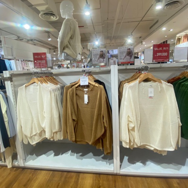 SALE UNIQLO Original Cardigan Mesh Rajut 3D Lengan Panjang / Cardigan Rajut / Outer Wanita / Jastip 