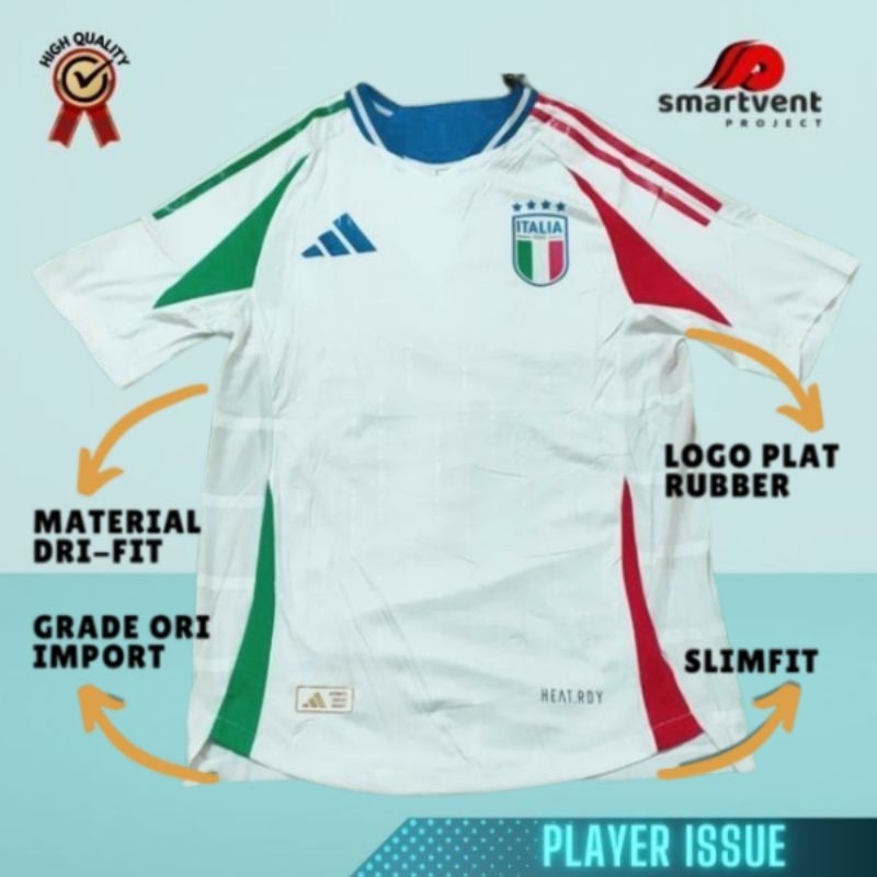 Jersey Bola Italia Away Player Issue Full Patch Grade Ori High Quality EURO 2024