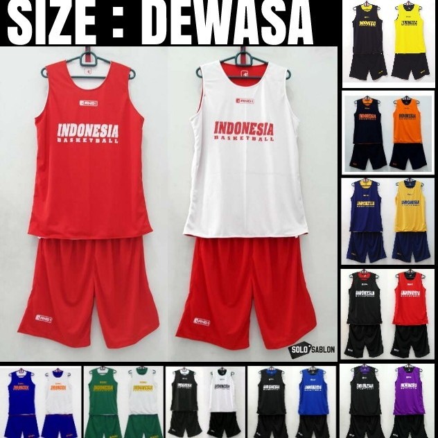 JERSEY BASKET INDONESIA / JERSEY BASKET TIMNAS INDONESIA Bolak-Balik-JERSEY TRAINING OLAHRAGA BASKET