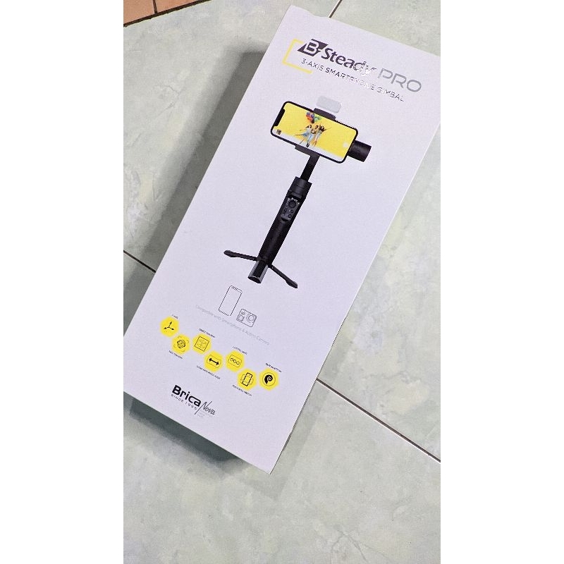 Stabilizer Brica B-Steady PRO 2024 - 3 Axis Smartphone - Hitam + Tripod