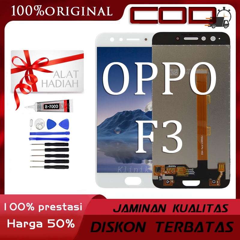 LCD OPPO F3 TOUCHSCREEN COMPLETE ORIGINAL FULLSET HP Touch Garansi 12 bulan bonus free lem dan obeng