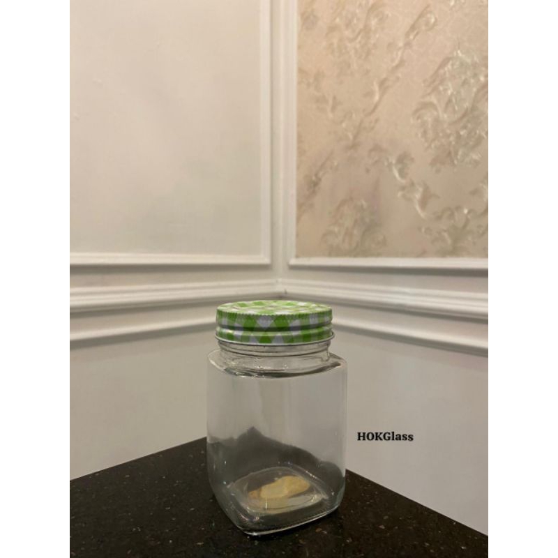 Toples Kaca 280ml Tutup Warna Kotak Kotak | Toples Kacang | Toples Permen | Toples Sambal | Toples B