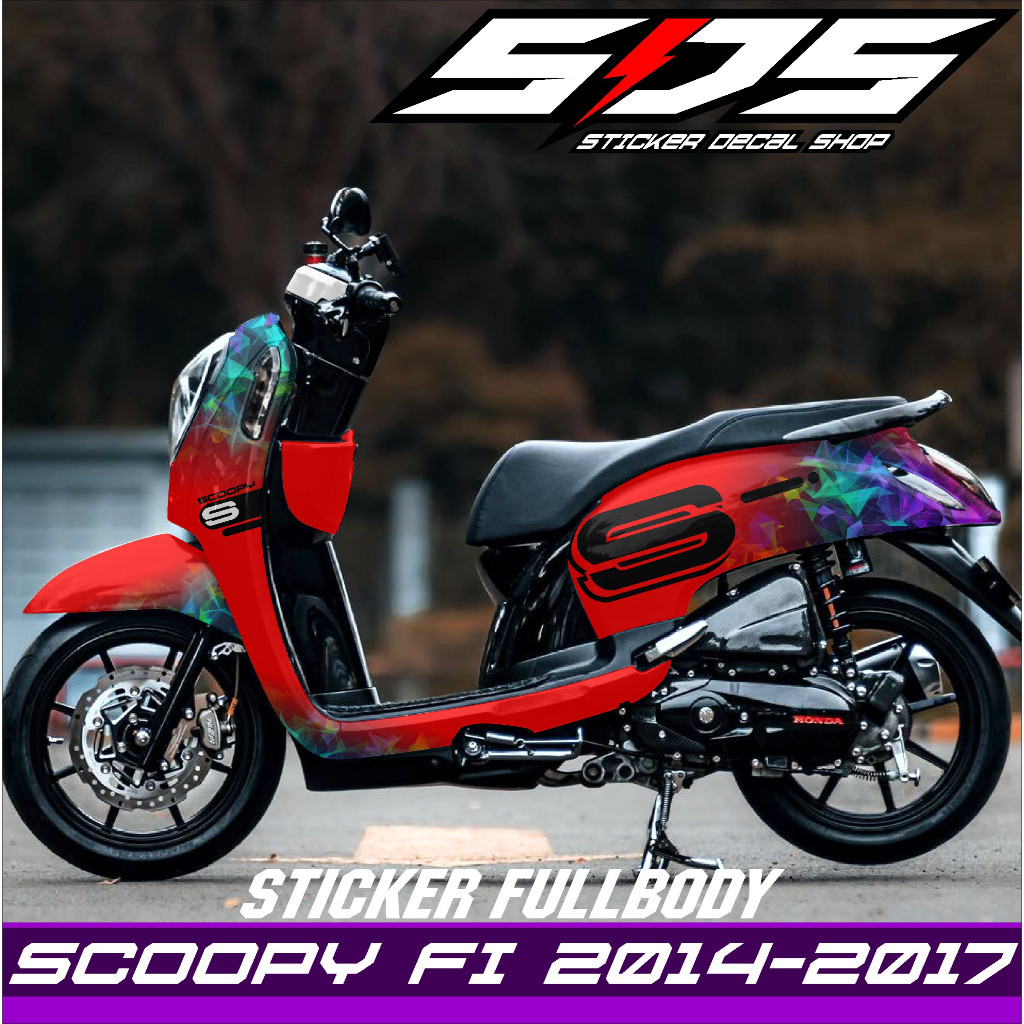 Decal Honda Scoopy FI Lama 2014-2017 Full Body - Dekal Stiker Scoopy FI Full Blok Rainbow Pelangi