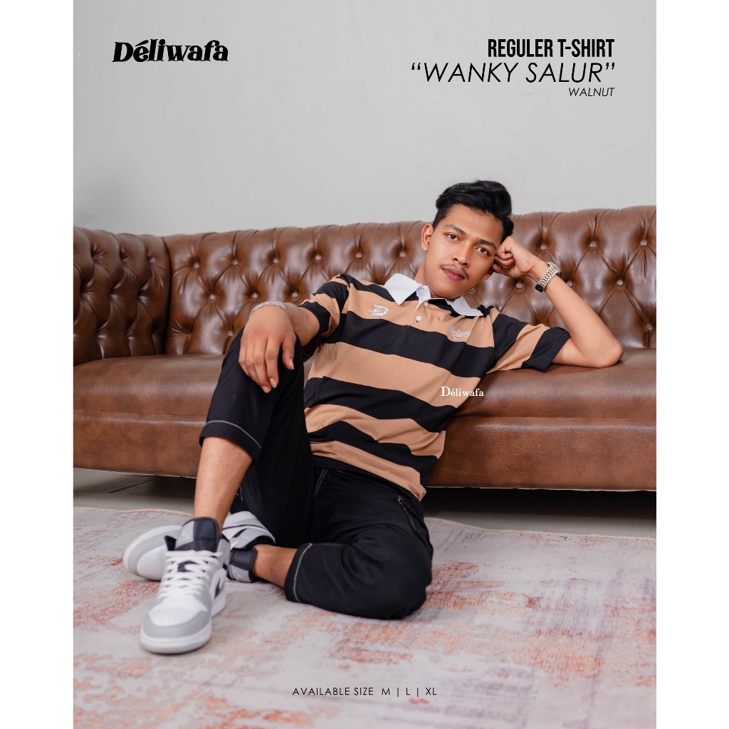 Original Deliwafa - T-Shirt Wanky Salur  | Polo Shirt | Kaos Pria Wanita