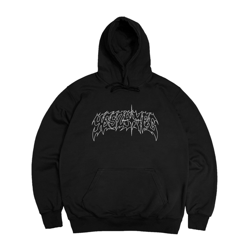 YESZY.MFG (300 GSM) Black Hoodie Roots Outline white