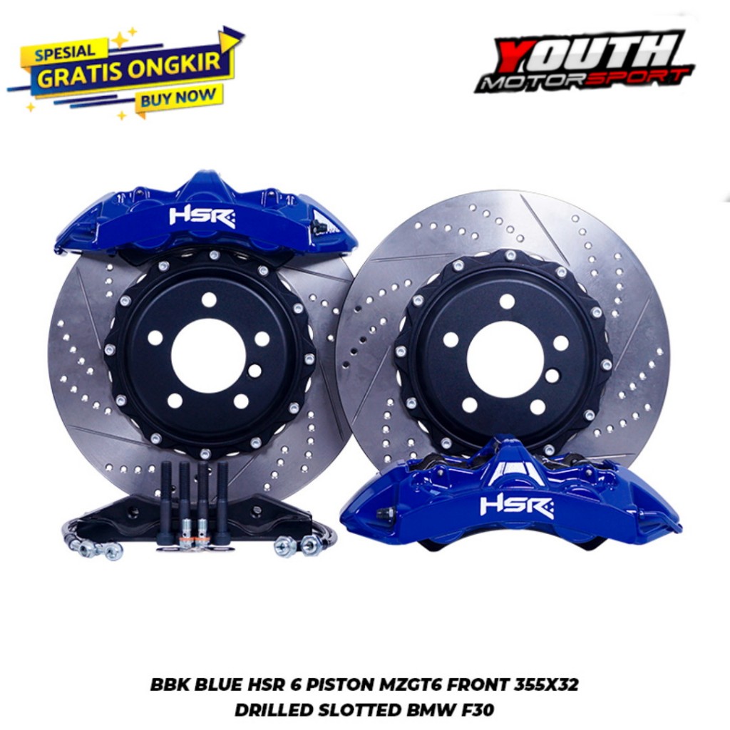 BIG BRAKE KIT BMW HSR 6 PISTON MZGT6 FRONT 355X32 DRILLED SLOTTED BMW F30 (SCONTO10)